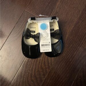 Carter's Shiny Black Baby Shoes with Bow